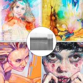 HJZHII Fine Detail Brush Set, 3 Dry Brushes and 7 Fine Detailing Brushes, Miniature Brushes, Drawing Brush Set for Nail Art, Acrylic, Watercolour, Oil Painting, Model Making and Line Painting