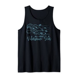 All I need is vitamin Sea girl long hair waves fish Tank Top