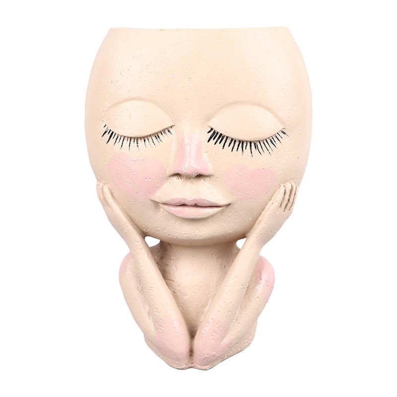 Unique Head Plant Pot with Drainage Hole Resin DIY Face