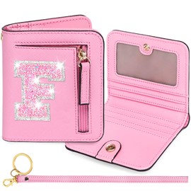 YQE Initial RFID Wallet Small Teen Girl Gifts Trendy Stuff Birthday Christmas Stocking Stuffer Gift Idea for Tween Daughter Granddaughter Niece 6 7 8 9 10 11 12 13 Year Old, Pink, F