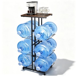 CAROD 5 Gallon Water Jug Holder, Heavy Duty Water Jug Stand with Storage Shelves, 3-Tier Foldable 5 Gallon Water Bottle Holder Water Cooler Jug Rack for Kitchen Living Room Office Gym(Only Shelf)