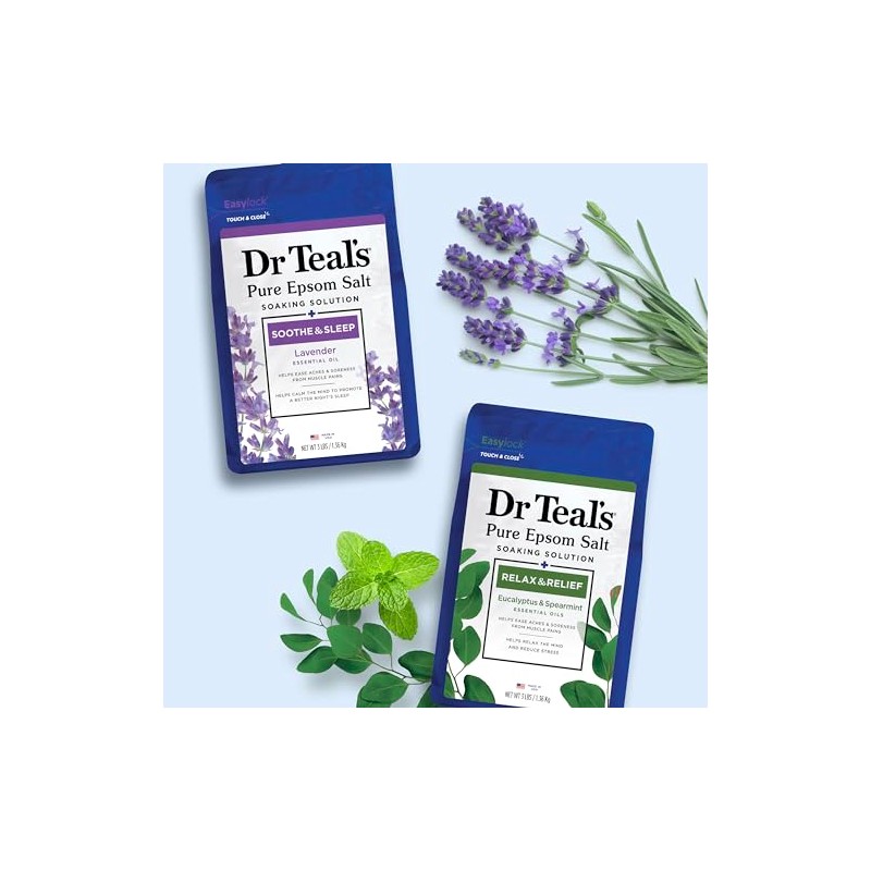 Dr Teal's Pure Epsom Salt, Lavender & Eucalyptus Duo Bundle,