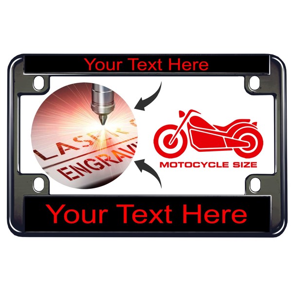 Motorcycle Personalized Metal (Zinc) Laser Engraved Standard Size License Plate