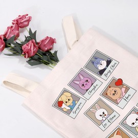 MEIKIUP Stay Fandom Tote Bag SKZ K-POP Group Gift SKZ Fans Shoulder Bag SKZ Character Bag K-POP Music Lover Merch (CA Character TB)