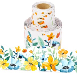 Wonmon 36Feet Spring Bulletin Board Border Roll, Watercolor Spring Flower Bulletin Border Floral Borders Trim for Springtime Easter Classroom Home Office Window Bulletin Board Party Decor