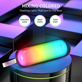 IMENSO Portable Bluetooth Speaker - Clear Sound, RGB Lights Sync to Music, IPX5 Waterproof, 3H Playtime, 360° Stereo Sound for Hiking, Cycling, Outdoor (Cloud Grey)