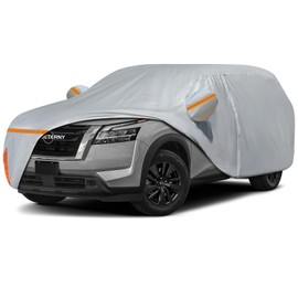 BETERNY Car Cover for 2012-2025 Nissan Pathfinder, Waterproof Custom-fit All Weather Sun Rain UV Dust Snow Wind Protection Outdoor Pathfinder Full Car Cover with Door Zipper and Cotton Lining-Grey