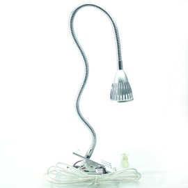 QUANS 5W 5x1W Warm White Clamp Clip on 19inch Flexible Gooseneck High Power LED Desk Table Sewing Study Work Bedside Reading Swing Arm Light Lamp,Ultra Bright Silver 110V US Plug