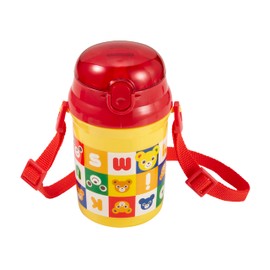 Mikihouse 15-4158-684 Straw Hopper, 11.5 fl oz (340 ml), Water Bottle with Straw, Logo, Bear, Rabbit, Made in Japan, Boys, Girls, Babies, Kids, Kindergarten, Nursery, Dishwasher Safe, Children's Clothes, Multicolored