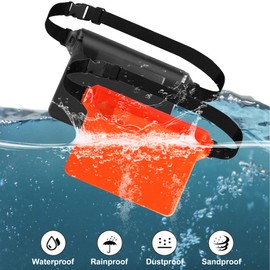 ipow Waterproof Bag Small Dry Bag Bum Bag Underwater Bag for Beach Swimming Pool Boating (Orange + Grey)