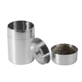 YIHAOSSING Tea Canister, 400ml Stainless Steel Tea Tin Canister with Airtight Double Lids, Kitchen Cup for Tea Coffee Sugar Seasoning Storage
