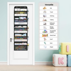 Clastyle Game Over the Door Organizer Nursery Hanging Storage Organizer for Boys Clothes Diaper Toy Closet Door Hanging Shelf Storage for Bedroom Bathroom Pantry, Fluorescent, 5-Tier