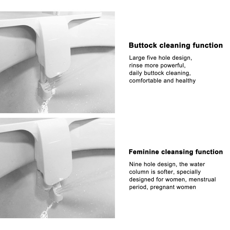 Bidet Attachment Self Cleaning Adjustable Water Pressure Dual Nozzle Ultra