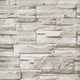 Wenmer Beige Stone Peel and Stick Wallpaper 17.7" x 78.7" 3D Brick Wallpaper Faux Brick Wallpaper Brick Self Adhesive Removable Wallpaper Textured Stone Wall Paper for Kitchen Backsplash Walls
