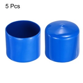 sourcing map 5pcs Rubber End Caps 50mm(2 Inch) ID Vinyl PVC Round Tube Bolt Cap Cover Screw Thread Protectors Blue