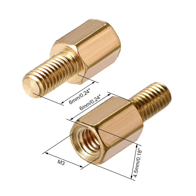 sourcing map Hexagon Standoff Spacer Screw PCB M3 6 +