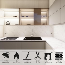 DEKKOR 10-Sheet Peel and Stick Marble, 12 in. x 12 in. Backsplash Waterproof Tile Stick on Wall for Kitchen, Bathroom, Living Room, Bedroom (White Carrara Marble)