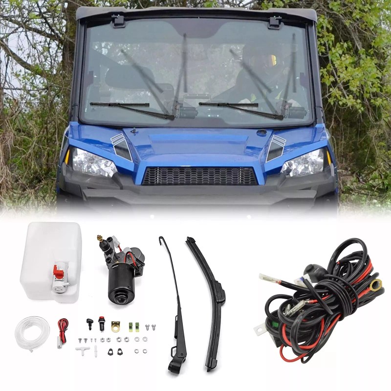 LIANGREN 12V Electric Windshield Wiper Motor Kit+Wiring For Polaris Ranger