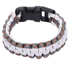 DonDon Men's Outdoor Survival Paracord Bracelet braided Nylon Multicolor White