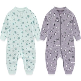 MAMIMAKA Baby Boys Girls Zip Romper Footless One-Piece Cotton Newborn Clothes 6-9 Months