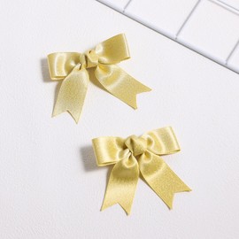 Shiny Glitter Gold Ribbon Hair Bow Clips Girls New Years Christmas Dance Party Dress Outfit Decor Accessories Yellow 4th July Holiday Gift for Teen Toddler Baby School Kids 3" in Pairs