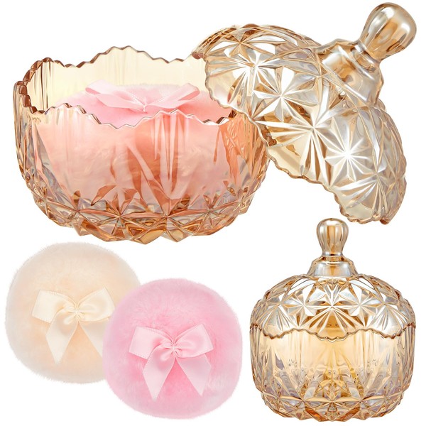 Tioncy 3 Pcs Large Body Powder Puff and Container Powder