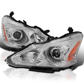 Spec-D Tuning Chrome Projector Headlights Compatible with 2013-2015 Nissan Altima Sedan, Left + Right Pair Headlamps Assembly