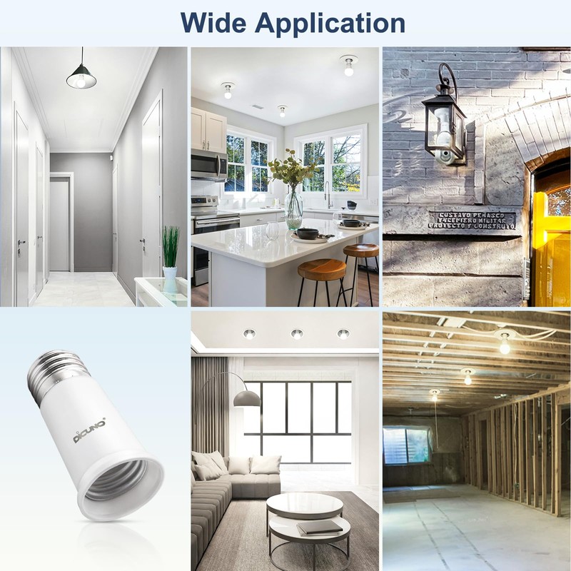 DiCUNO E26 Socket Extender, E26 Standard Medium Base Lamp Bulb