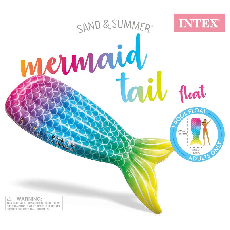 Intex 58788EP Mermaid Tail Pool Float, 70in x 28in x