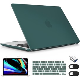 Lepeoac for MacBook Air 13.6 inch Case M4 M3 M2 2025 2024-2022 Release Model A3240 A3113 A2681, Sturdy Plastic Hard Shell Case & Keyboard Cover for MacBook Air M2 13 inch, Matte Dark Cyan