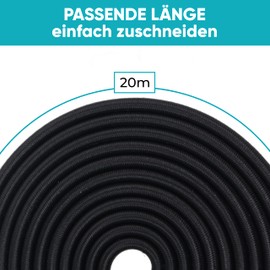 Habby Accessories Tension Elastic for Tarpaulins, Expander Rope, Rubber Rope for Trailer Tarpaulin, Tarpaulin Rope, Bungee Cord, Tension Rope, Highly Elastic Rope, Black, (20 m), Diameter 4 mm