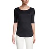 Lands' End Women Supima Micro Modal Elbow Sleeve Balletneck Curved