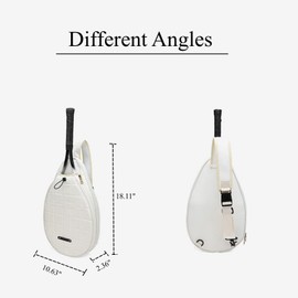 apott White Tennis Bag with Compartment Tennis Carrying Sling Waterproof Racket Bag for Pickleball Badminton for Men Women Girl Boy