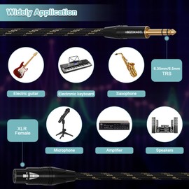 BEZOKABEL XLR to 1/4 Cable, XLR Female to 1/4 Cable 25FT 2Pack, TRS to XLR 1/4 inch (6.35mm) Cable, Quarter Inch to XLR Balanced Microphone Cable