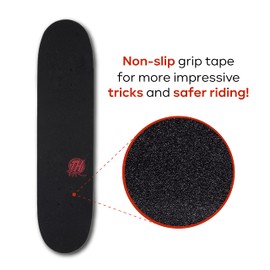 Tony Hawk 31 inch Skateboard, Tony Hawk Signature Series 4, 9-ply Maple Deck Skateboard for Cruising, Carving, Tricks and Downhill, Red Cross Hawk