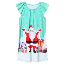 Camisones de dormir suaves para niñas, pijamas de gatito/conejo de 4 a 13 años, Santa Claus M92, 4-5T