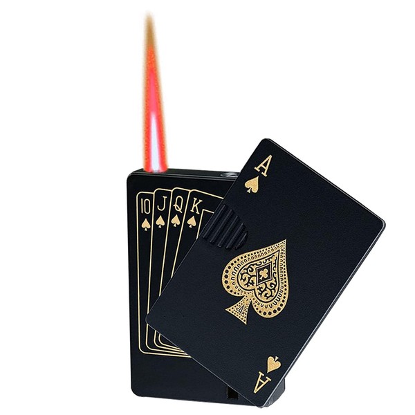 Jet Torch - Encendedor de butano, tarjeta de luz roja Ace, resistente al viento, recargable, diseño fresco, exquisito embalaje para festivales, cumpleaños, velas, regalo para hombres