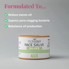 J&L Naturals Sustainable Face Salve Moisturizer for Combination Skin & Oily Skin | Organic Ingredients, 100% Natural | Cruelty Free, Vegan, Paraben Free (1-Pack) (Balance, 1.5 Oz (Pack of 2))