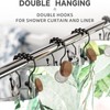 Double Shower Curtain Hooks, Wood Decorative Shower Curtain Rings, 12