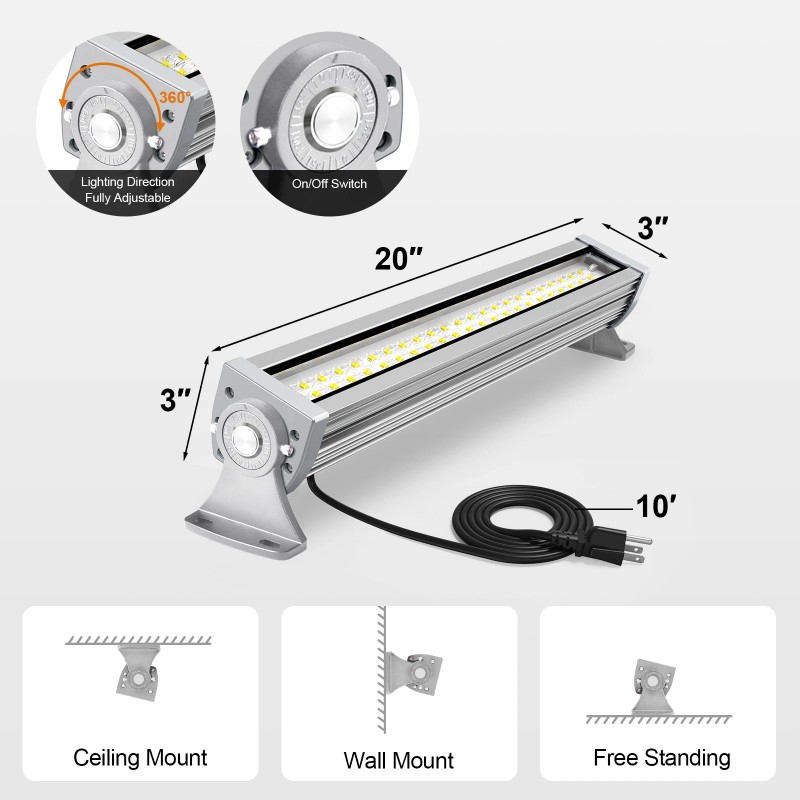 ATCD 20in 50W Linear LED Work Light 6000LM, 110° Beam