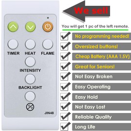 Replacement Remote Control for Paramount Fitness Electric Fireplace EF-WM410 W914-36F W914-48FT EF-WM411 EF-WM407 EF-WM395,with Oversized Buttons