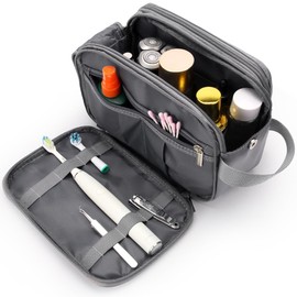 WIBKAE Toiletry Bag for Men, Travel Toiletry Organizer makeup Water-resistant Shaving Bag for Toiletries Accessories, Door Room Essentials(Gray)
