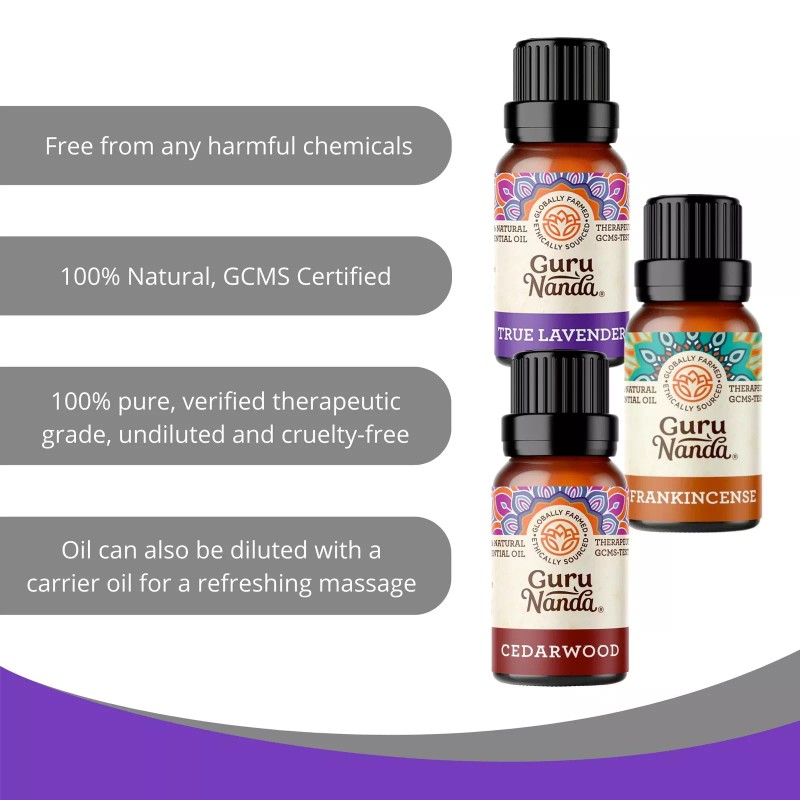 GuruNanda Sleep Essential Oils Set - 100% Pure & Natural