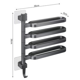 タオルハンガー キッチン タオル掛け 4連 回転 180度調整 収納 すのこ 壁掛け 取り付け簡単 耐水性 防錆 コンパクト 多機能 ふきん掛け 洗面所 バスルーム 浴室 寝室 リビング 省スペース ホワイト グレー 無地 おしゃれ シンプル