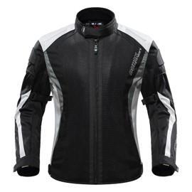 DUHAN mesh motorcycle jacket men Lightweight Breathable Summer Jacket for unisex with CE Level 2 Shoulder Elbow Armor Pads (US, Alpha, X-Large, Regular, Regular, Grey)