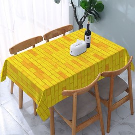 ZJHFSGMY Brick Road of Yellow Rectangle Tablecloth Washable, Oil Proof Spill Proof Waterproof Table Cover, for Kitchen Dining Parties Weddings Thanksgiving Christmas