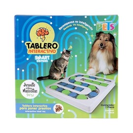 Fancy Pets Tablero Interactivo para Gatos Smart Senses con Compartimentos para Premios y Alimentación Lenta Color Azul Verde