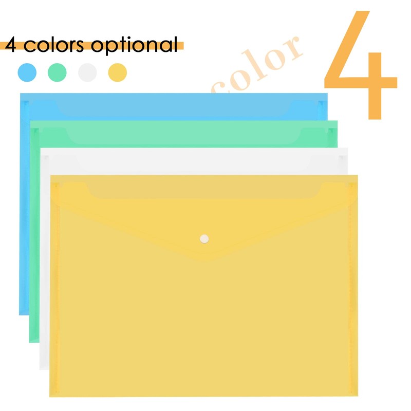 Pack of 20 A4 Document Wallets for Filing, Waterproof PP