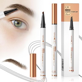 2 Pcs Microblading Eyebrow Pen, 2025 Upgraded 3D Waterproof 4-Tip Eyebrow Pencil, Natural Makeup Long-Lasting Fine Stroke Magic Eyebrow Pencil for Women Stay on All Day (02 Dark Brown*2)