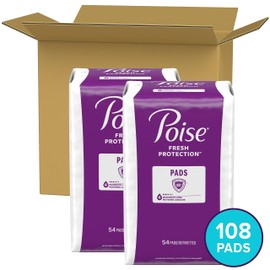 Poise Poise Incontinence Pads & Postpartum Incontinence Pads, 4 Drop Moderate Absorbency, Long Length, 108 Count, Packaging May Vary